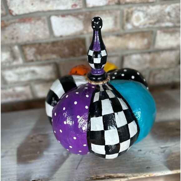 Whimsical Hand Painted Pumpkin - Picture 1 of 4